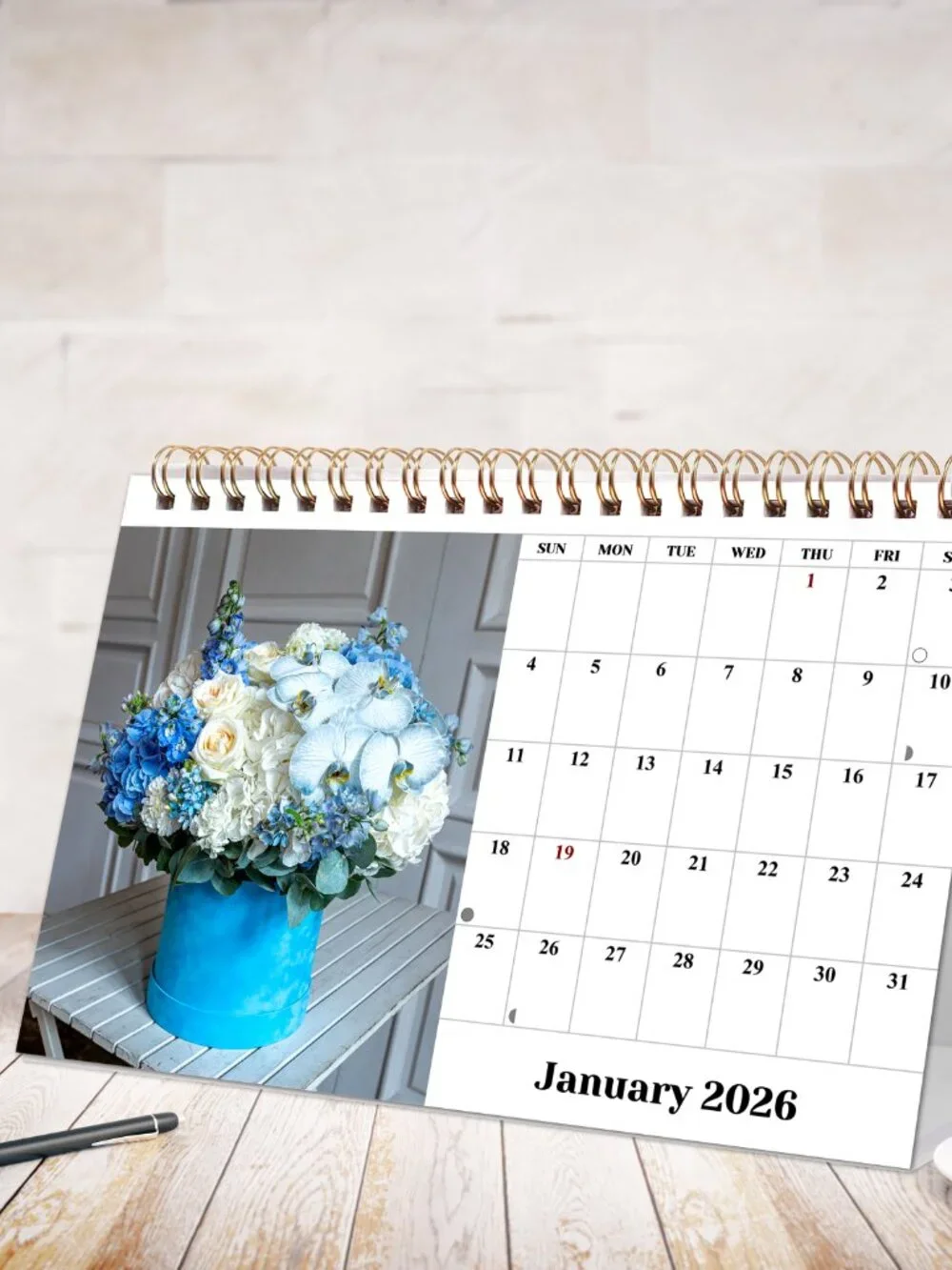 2027-12 Months Desk Calendar Desktop Planner with To-Do List (Bouquets)